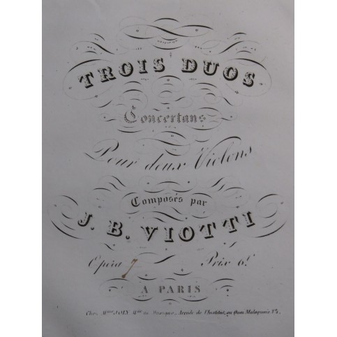 VIOTTI J. B. Trois Duos op 7 pour deux Violons ca1820