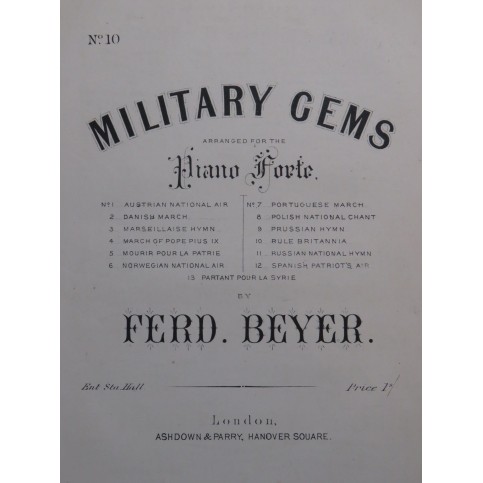 BEYER Ferdinand Rule Britannia Piano ca1880