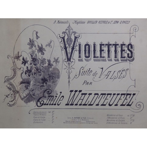 WALDTEUFEL Émile Violettes Piano ca1876