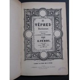 VERDI Giuseppe Les Vepres Siciliennes Opéra Chant Piano XIXe
