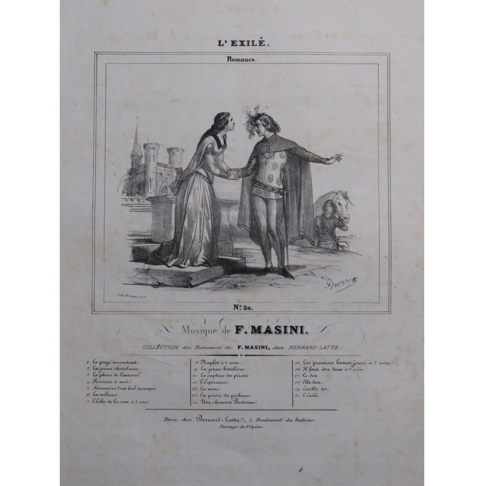 MASINI F. L'Exilé Chant Piano ca1840