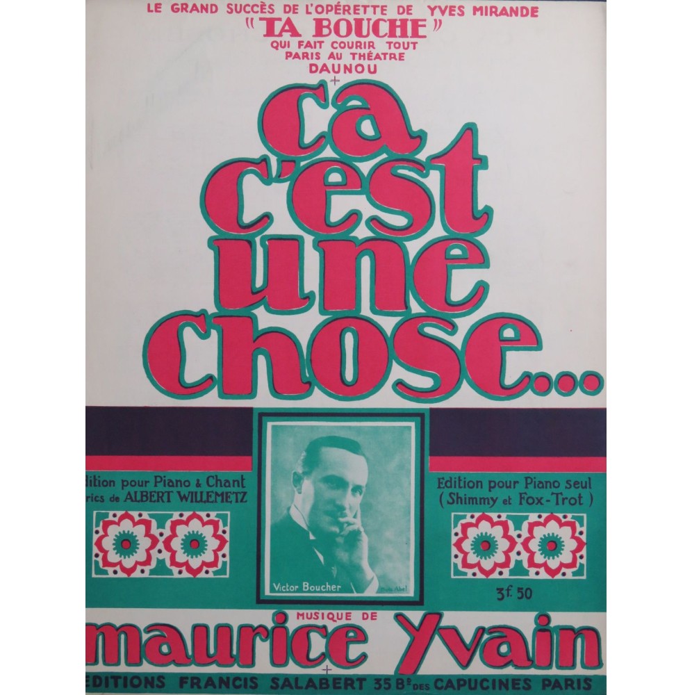 YVAIN Maurice Ça c'est une chose Piano 1922