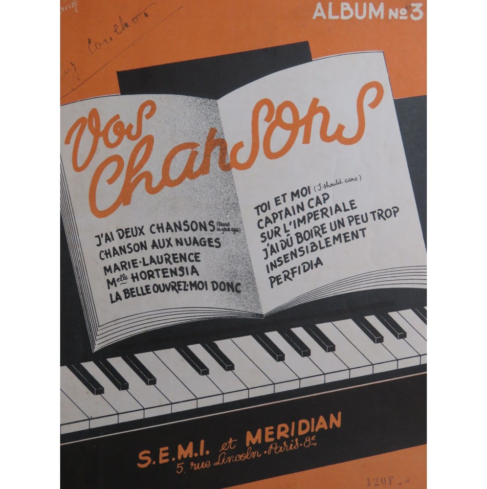 Vos Chansons Album No 3 11 Pièces Chant Piano 1947