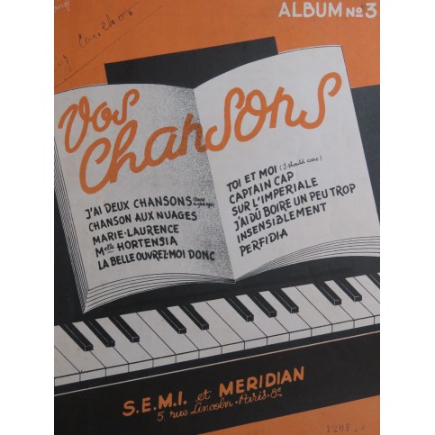 Vos Chansons Album No 3 11 Pièces Chant Piano 1947