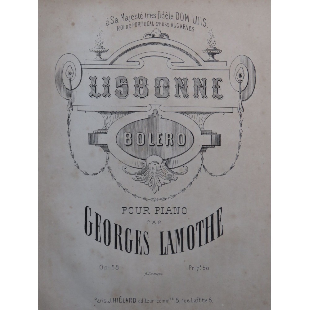 LAMOTHE Georges Lisbonne op 58 Piano 1868