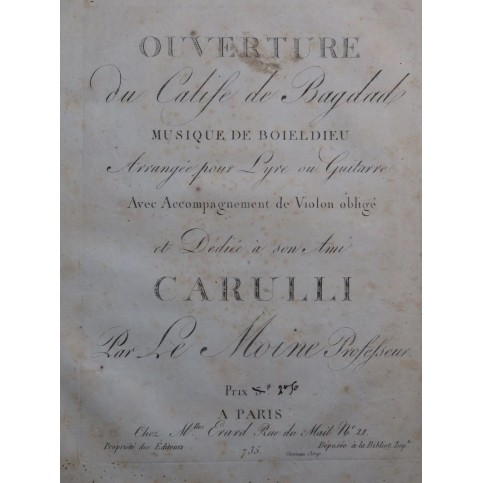 BOIELDIEU Adrien Le Calife de Bagdad Ouverture Guitare Violon ca1815