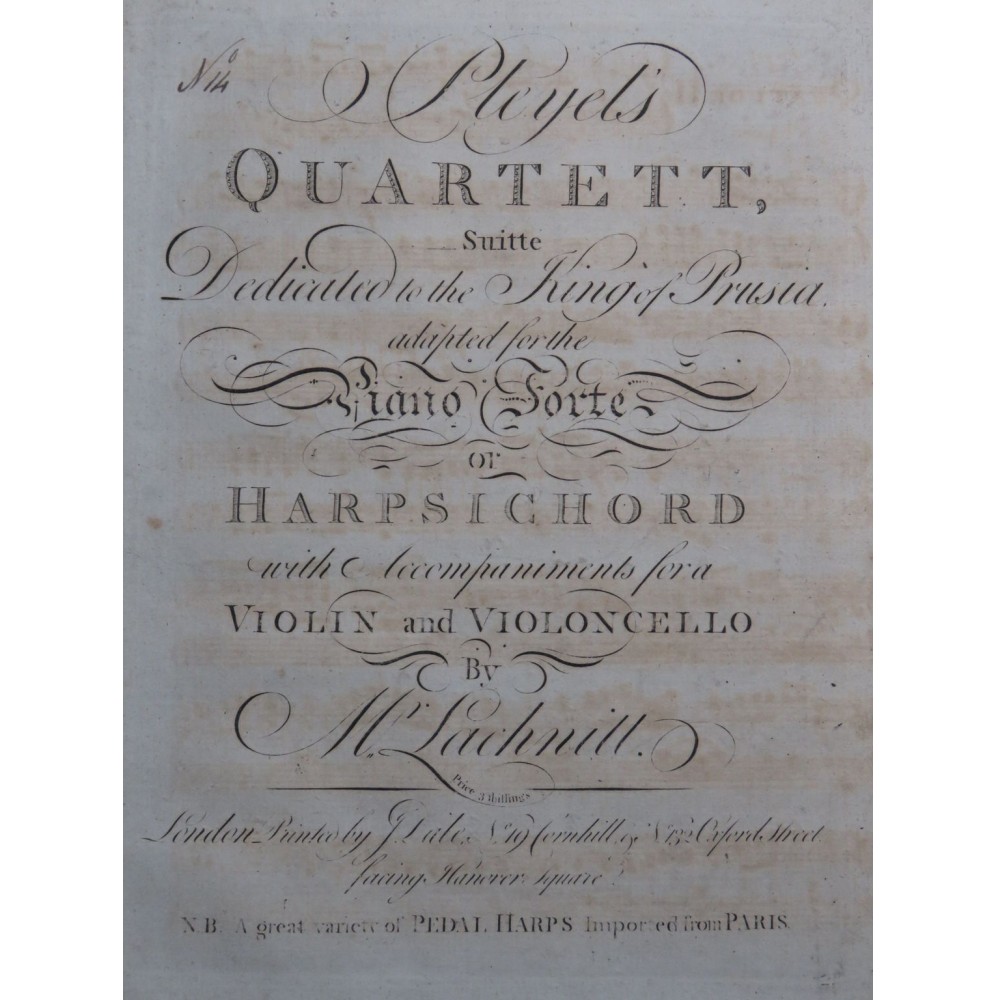 PLEYEL Ignace Quartett No 2 Suite No 5 Piano ca1800