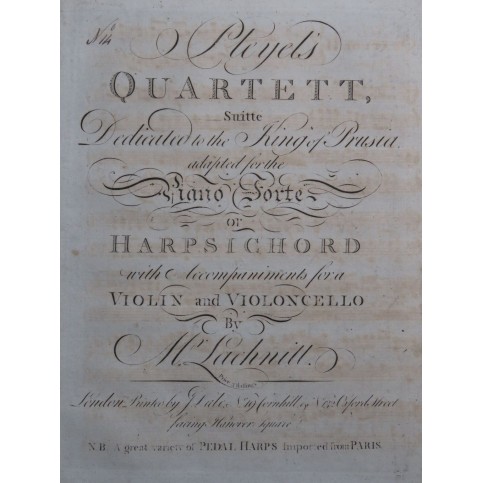 PLEYEL Ignace Quartett No 2 Suite No 5 Piano ca1800