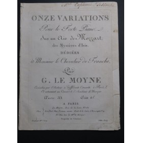 LEMOYNE Gabriel Variations Air de Mozart op 11 Signature Piano ca1795