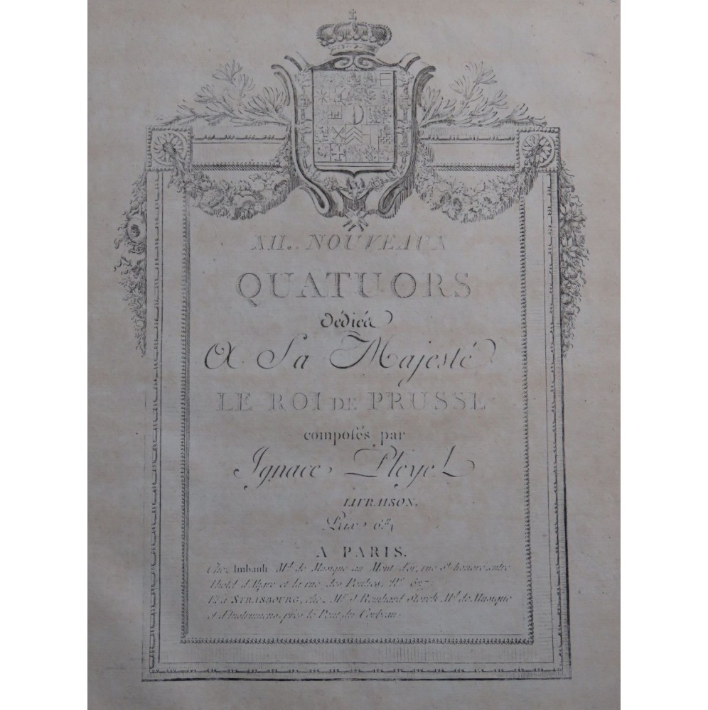 PLEYEL Ignace 12 Nouveaux Quatuors 4e Livraison Alto ca1790