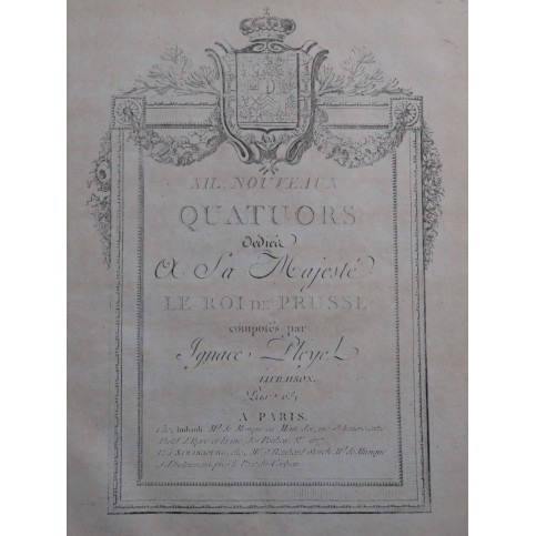 PLEYEL Ignace 12 Nouveaux Quatuors 4e Livraison Alto ca1790
