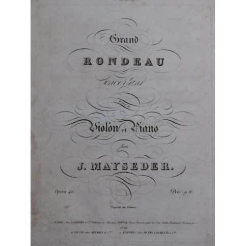 MAYSEDER Joseph Grand Rondeau op 46 Violon 1829