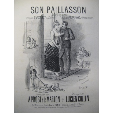 COLLIN Lucien Son Paillasson Chant Piano XIXe