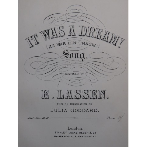LASSEN Edouard It was a dream ! Chant Piano XIXe