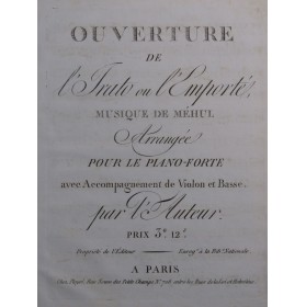 MÉHUL L'Irato ou l'Emporté...