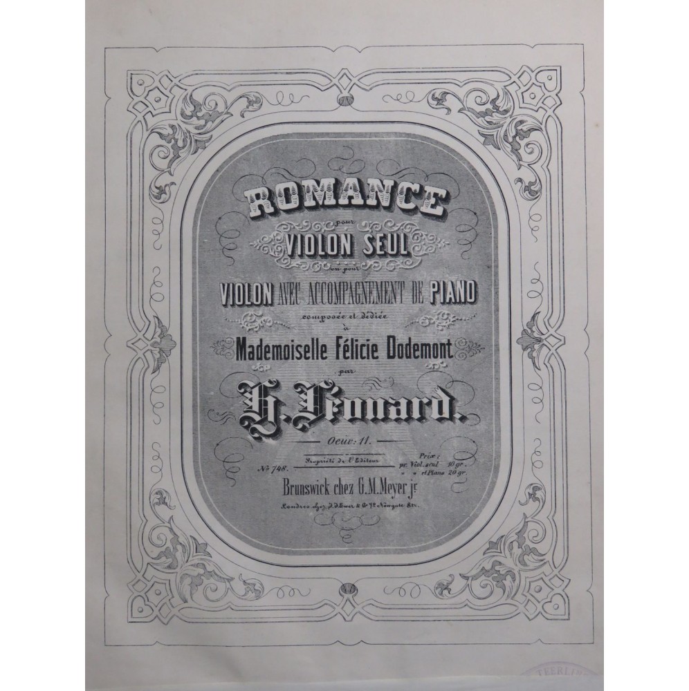 LEONARD H. Romance op 11 Violon XIXe
