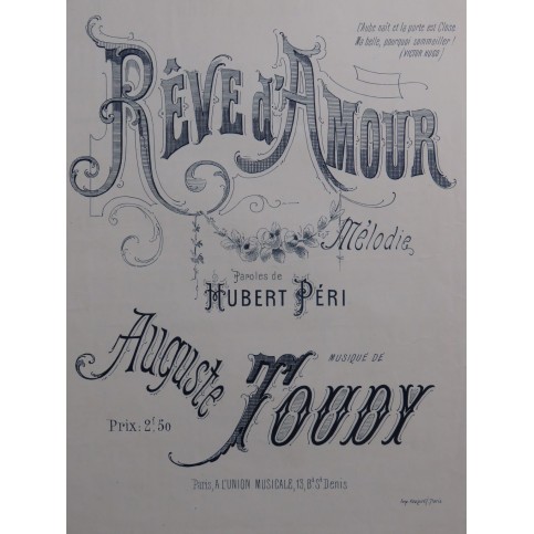 TOUDY Auguste Rêve d'Amour Chant Piano