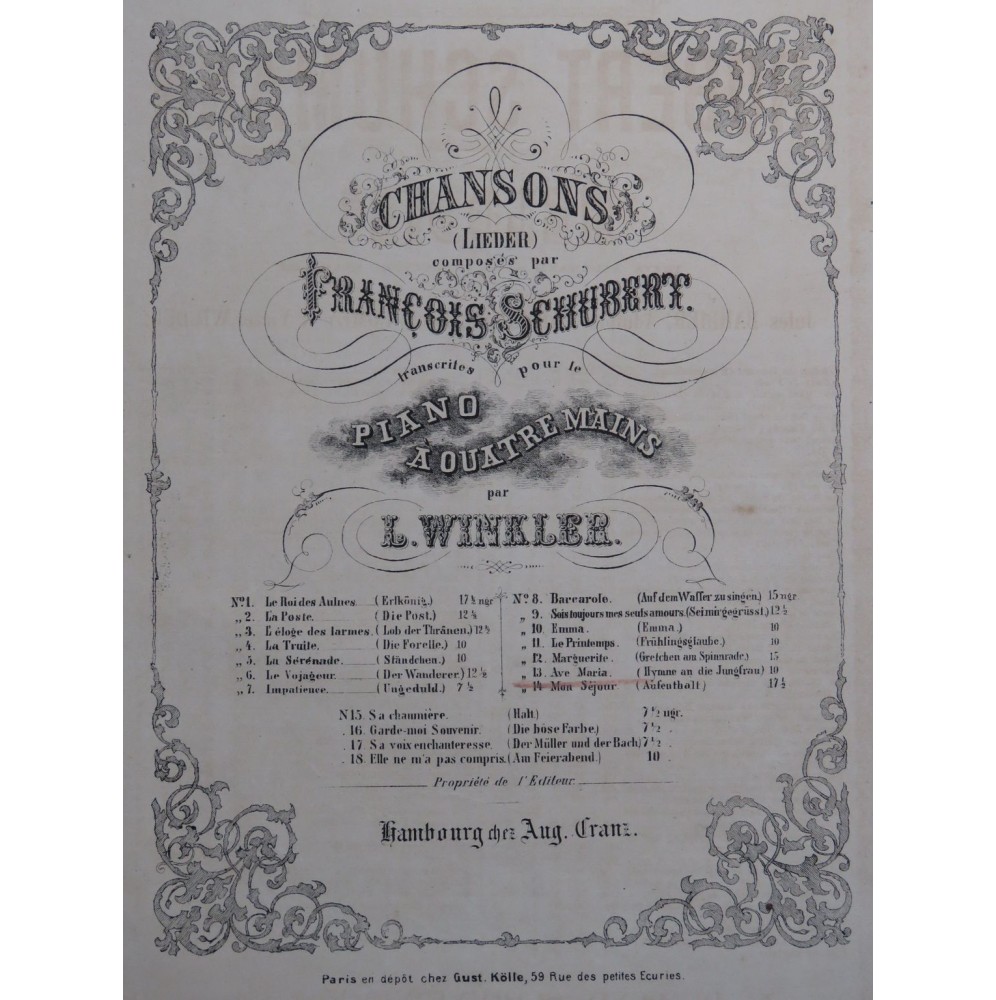 SCHUBERT Franz Ave Maria Piano 4 mains XIXe