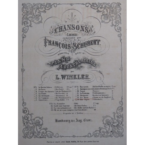SCHUBERT Franz Ave Maria Piano 4 mains XIXe