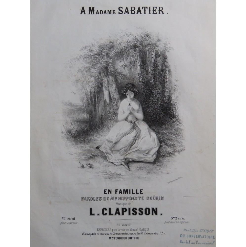 CLAPISSON Louis En Famille Chant Piano ca1840