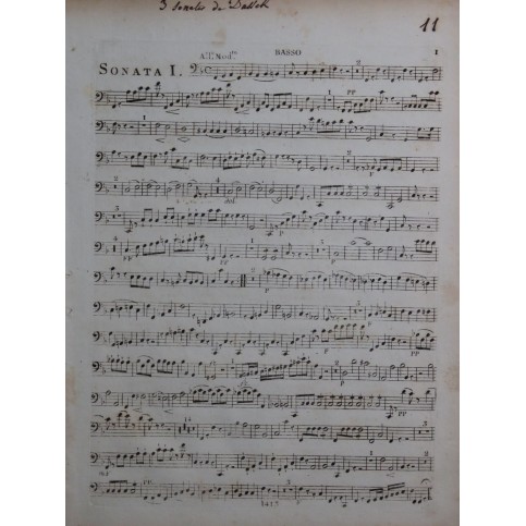 DUSSEK J. L. Trois Sonates op 24 Violoncelle ca1810
