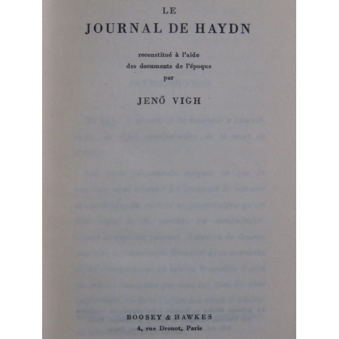VIGH Jeno Le Journal de Haydn 1961