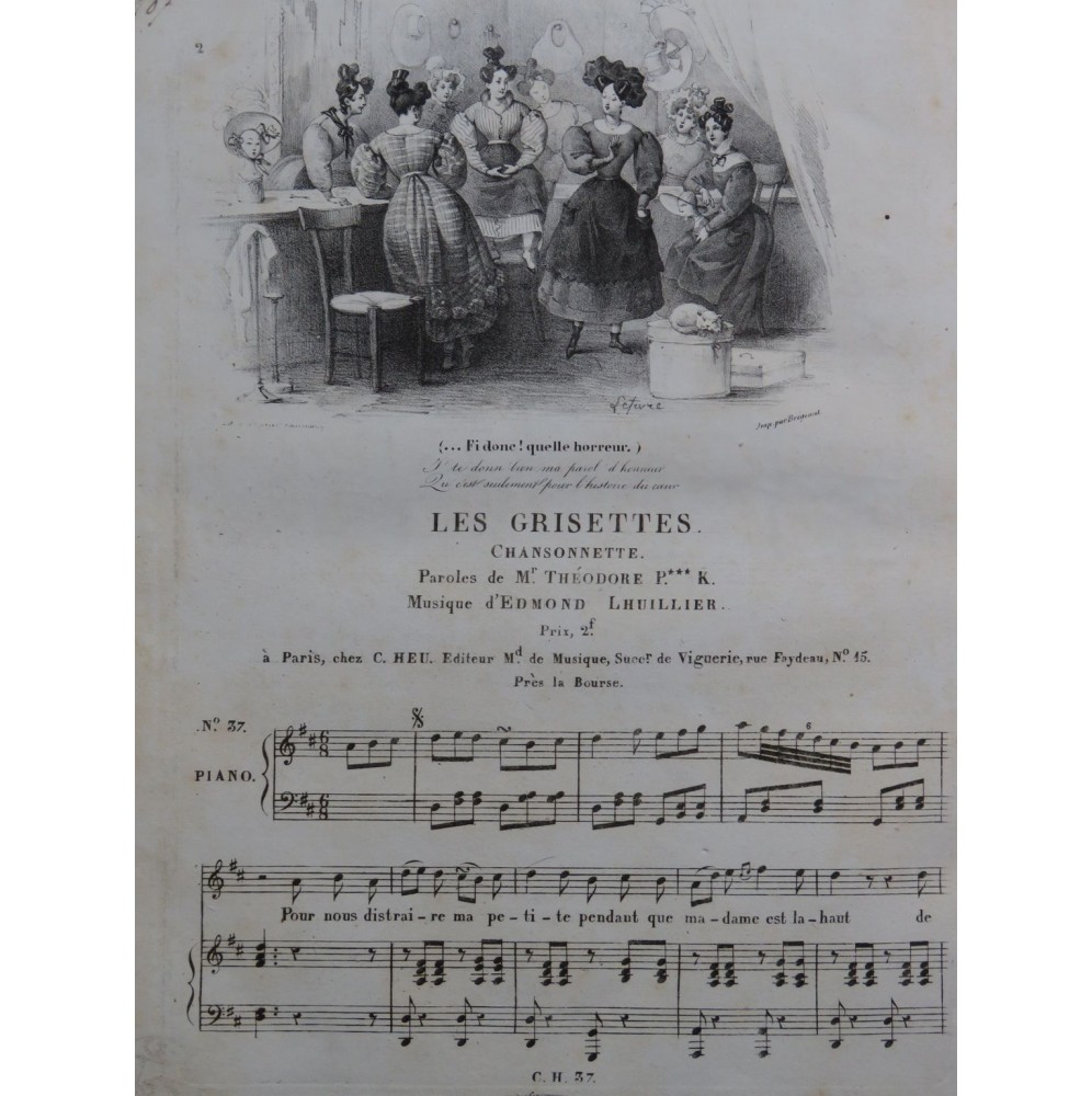 LHUILLIER Edmond Les Grisettes Chant Piano ca1830