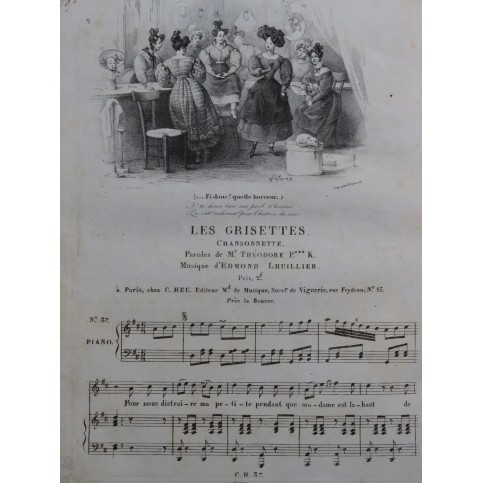 LHUILLIER Edmond Les Grisettes Chant Piano ca1830