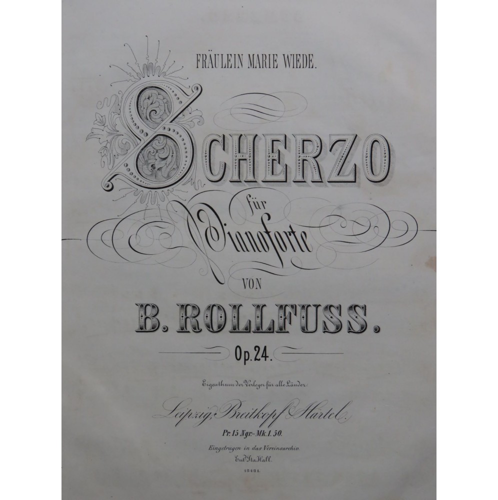 ROLLFUSS B. Scherzo op 24 Piano ca1870