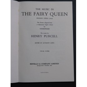 PURCELL Henry The Fairy Queen Chant Piano