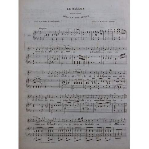 PICCINNI Alexandre Le Ballon Chant Piano ca1830