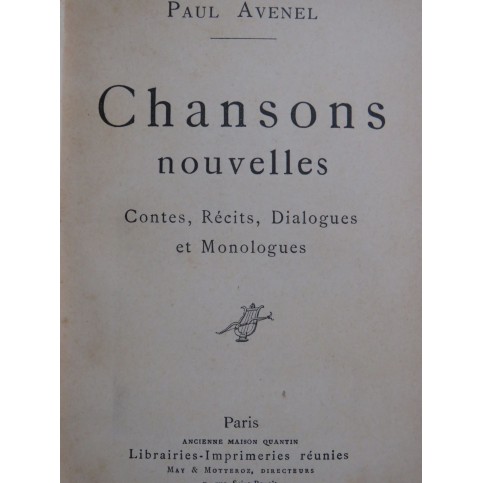 AVENEL Paul Chansons Nouvelles ca1895