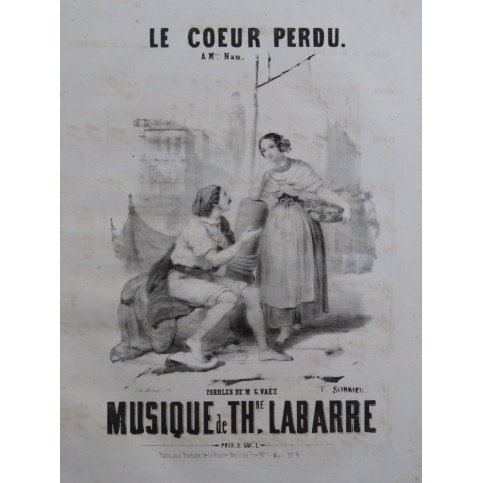 LABARRE Théodore Le Coeur Perdu Chant Piano ca1840