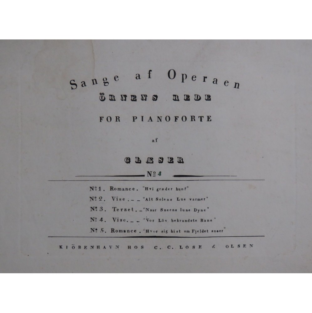 GLAESER Franz Örnens Rede No 4 Vise Chant Piano ca1840