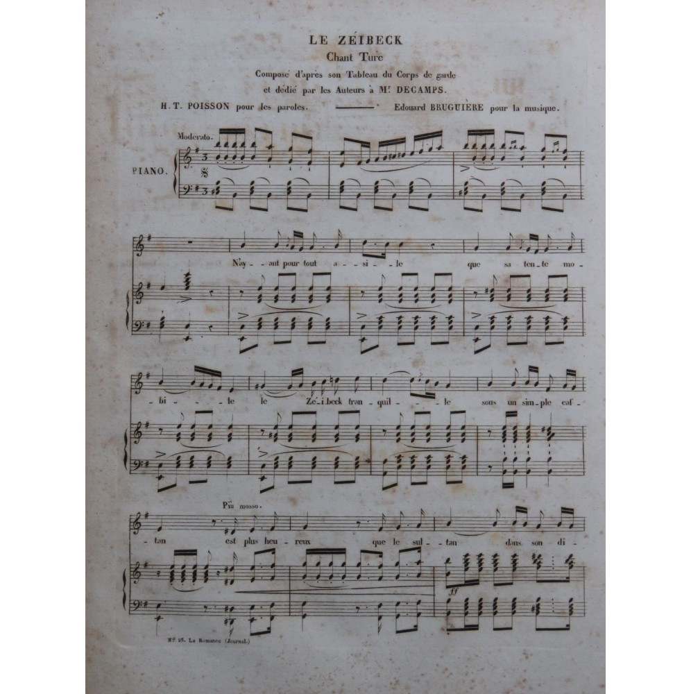 BRUGUIERE Edouard Le Zeibeck Chant Piano ca1840