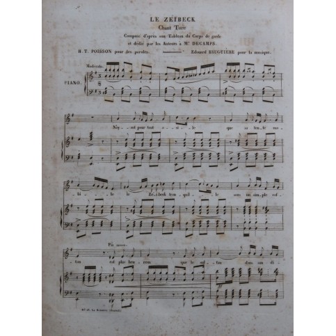 BRUGUIERE Edouard Le Zeibeck Chant Piano ca1840