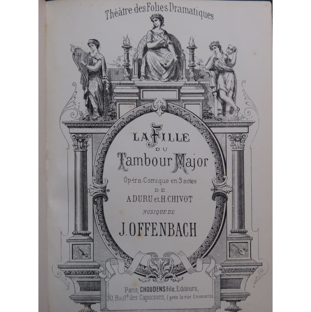OFFENBACH Jacques La Fille du Tambour Major Opéra Piano Chant ca1890