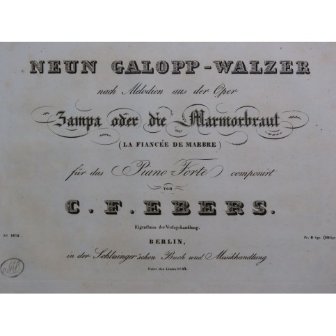EBERS C. F. Neun Galopp-Walzer Piano ca1830