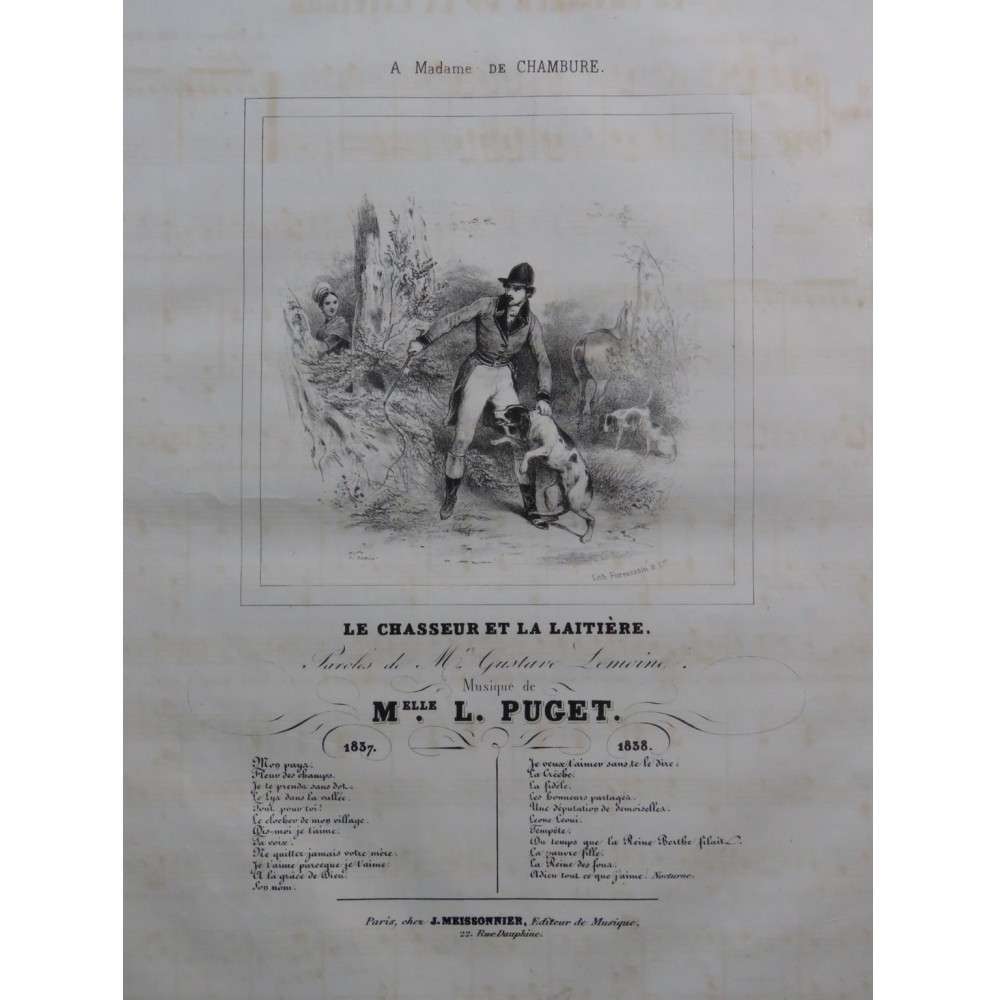 PUGET Loïsa Le Chasseur et la laitière Chant Piano 1838