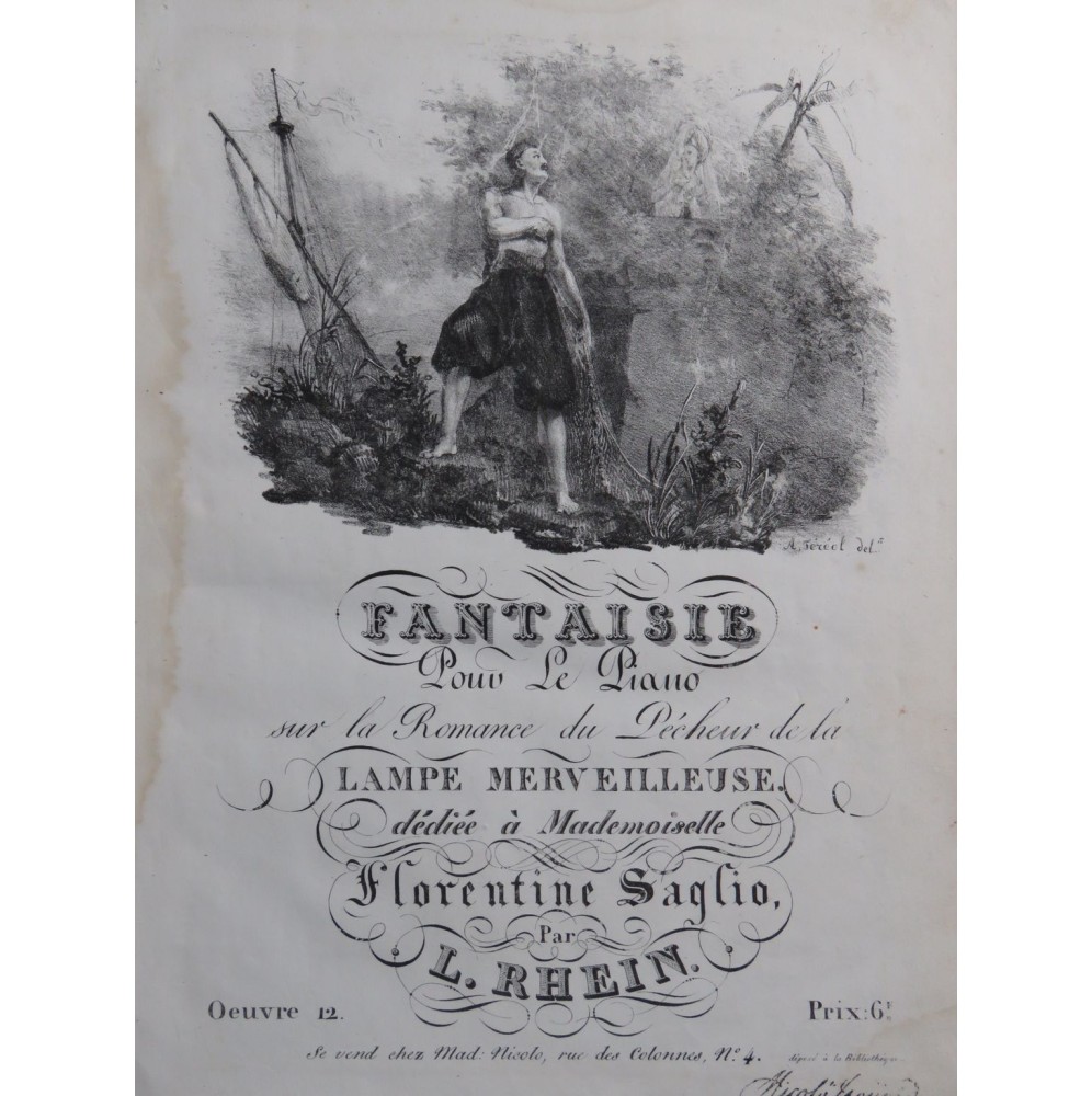 RHEIN L. Fantaisie Pêcheur de la Lampe Merveilleuse op 12 Piano ca1830