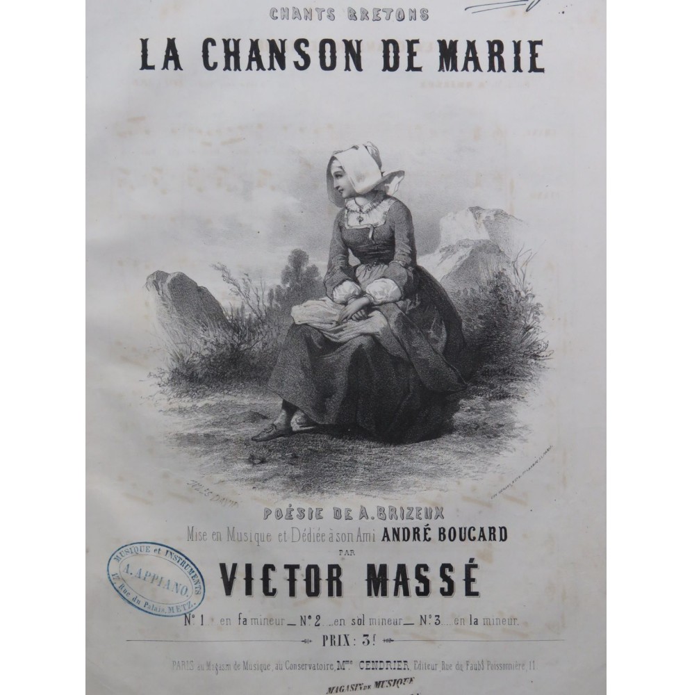 MASSÉ Victor La Chanson de Marie Chant Piano ca1850