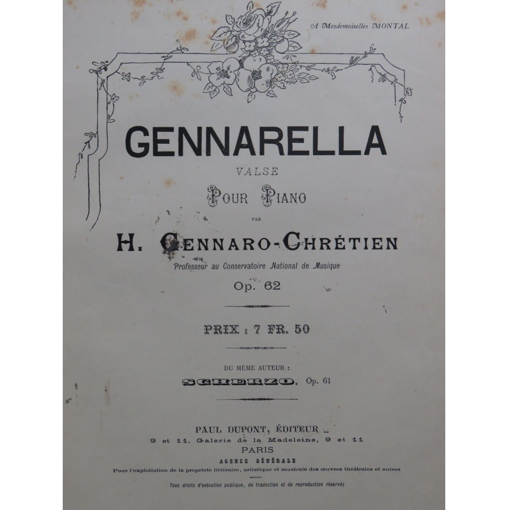 GENNARO-CHRÉTIEN H. Gennarella op 62 Piano