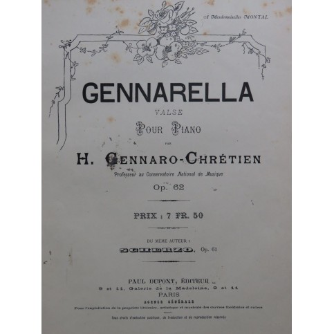 GENNARO-CHRÉTIEN H. Gennarella op 62 Piano