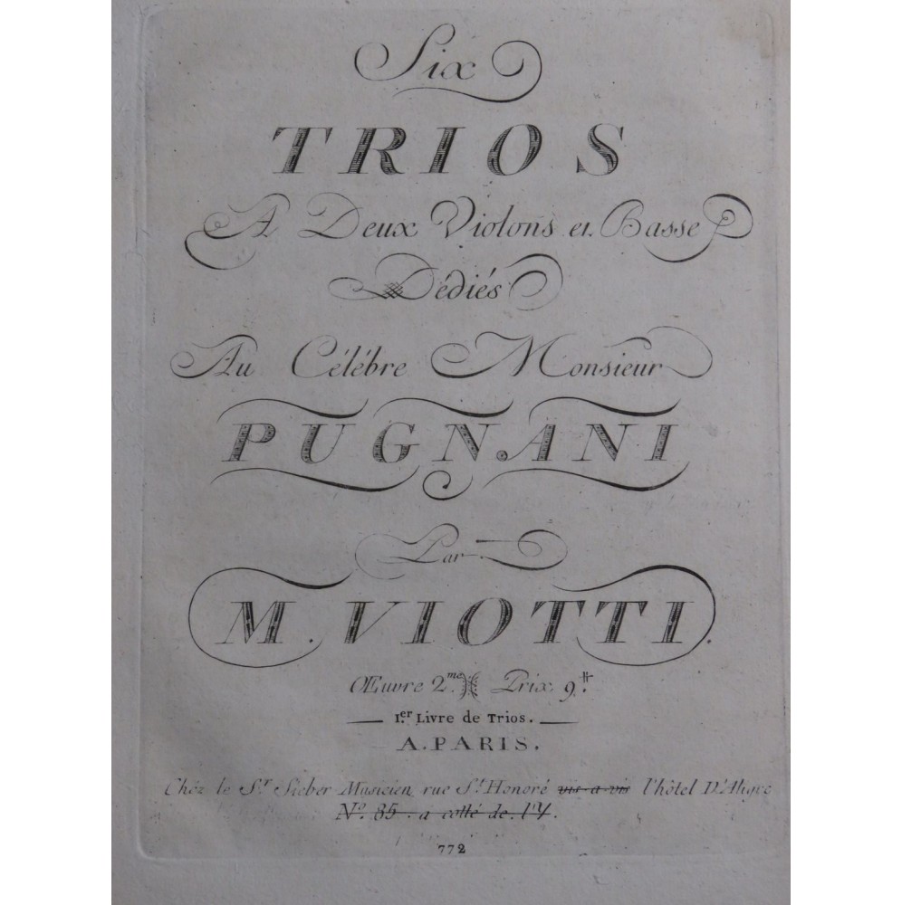 VIOTTI J. B. Six Trios op 2 2e Violon ca1790