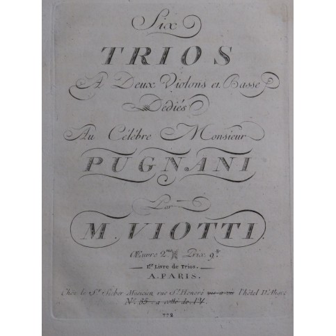 VIOTTI J. B. Six Trios op 2 2e Violon ca1790