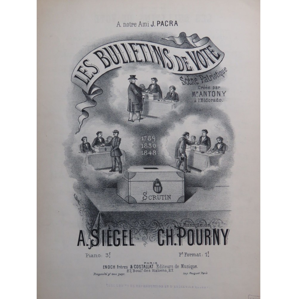 POURNY Charles Les Bulletins de vote Chant Piano ca1880
