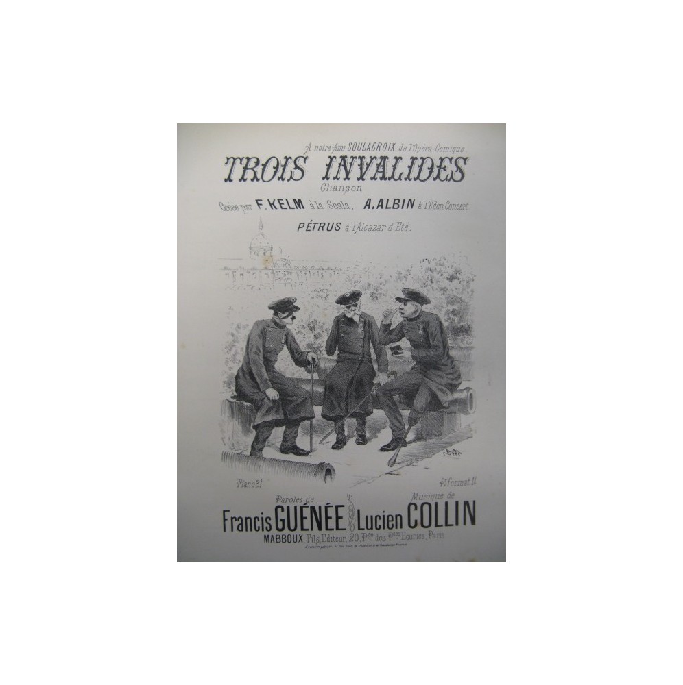 COLLIN Lucien Trois Invalides Chant Piano XIXe