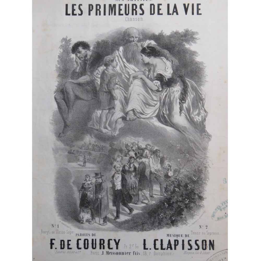 CLAPISSON Louis Les Primeurs de la Vie Chant Piano ca1860