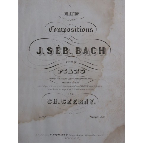 BACH J. S. Concert en Ré mineur pour 3 Clavecins Violon Alto Basse 1845