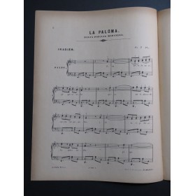 IRADIER Sébastiàn La Paloma Danza Popular Habanera Piano 1878